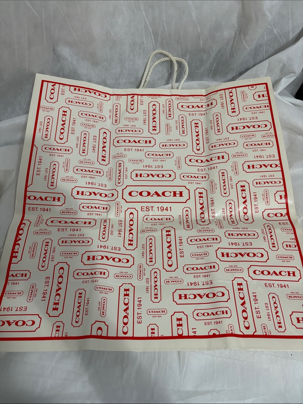 Coach Red & White Branded Gift Bag